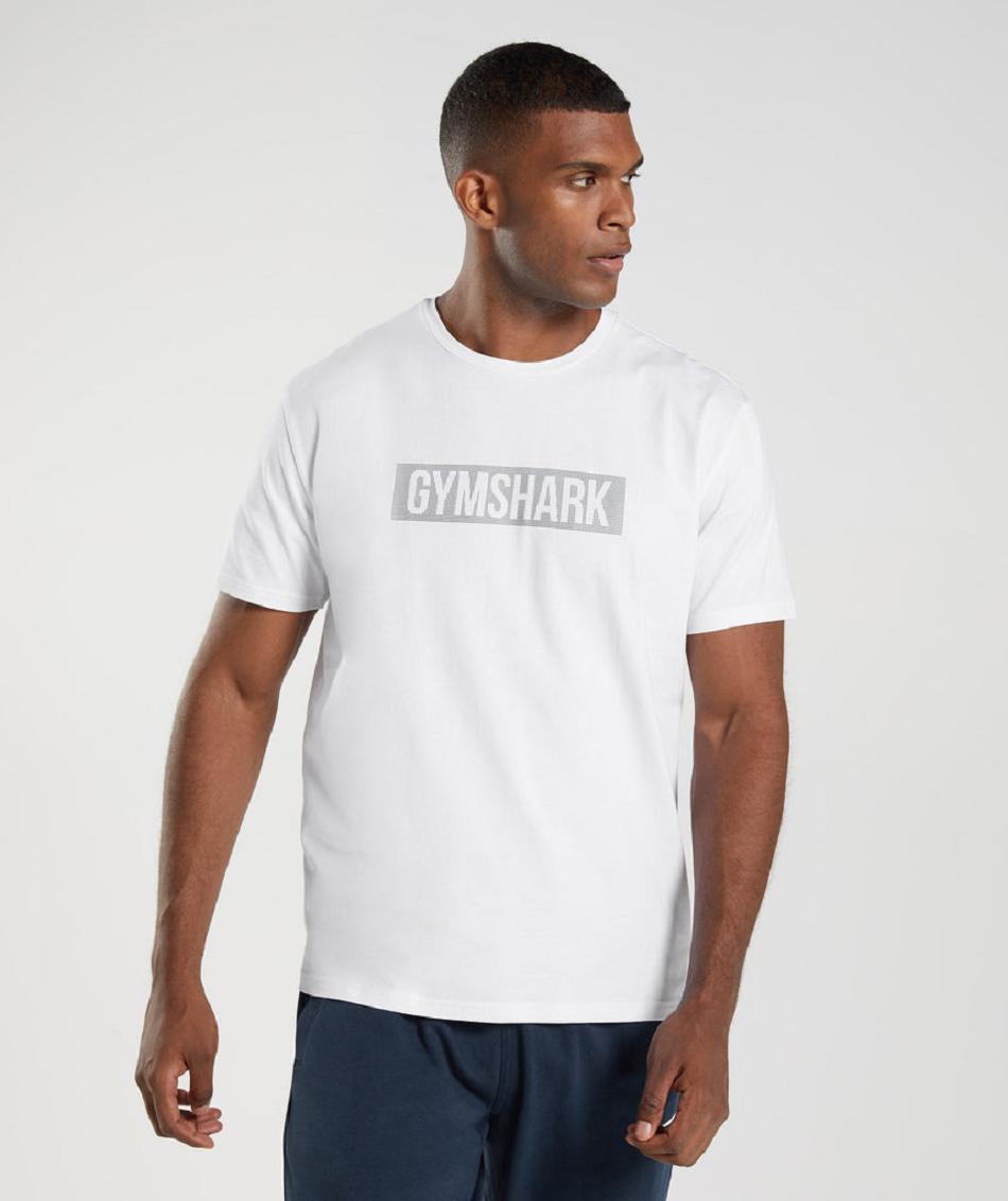 Gymshark Block Muške T Shirts Bijele | HR 2490OKI